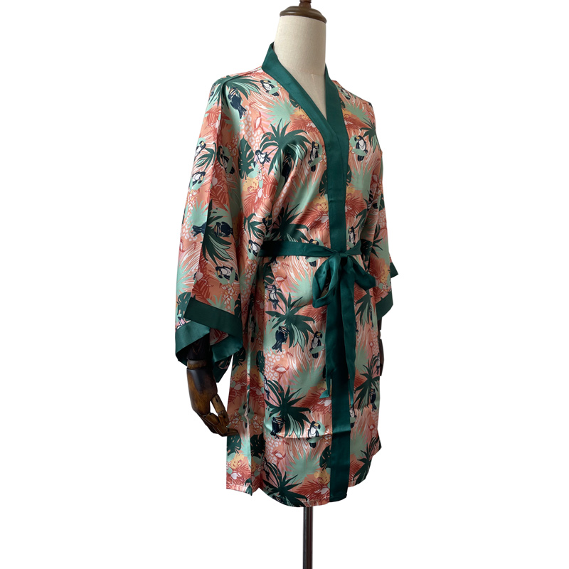 Custom kimono maker wholesale digital print kimono female short robe beach cover up dress cardigan kimono robe
