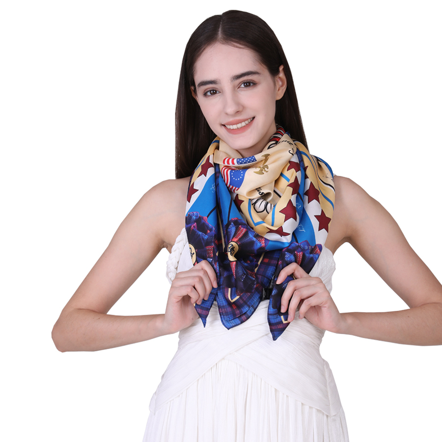 Silk scarf company wholesale custom design silk scarf bulk can print with your own patterns