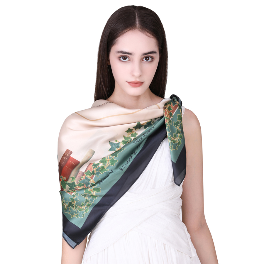Custom silk scarf company logo photo digital printed silk bandana scarf bulk for sale