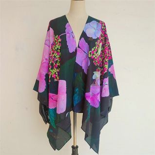 Custom kimono maker digital printed sheer silk chiffon kimono jacket ...